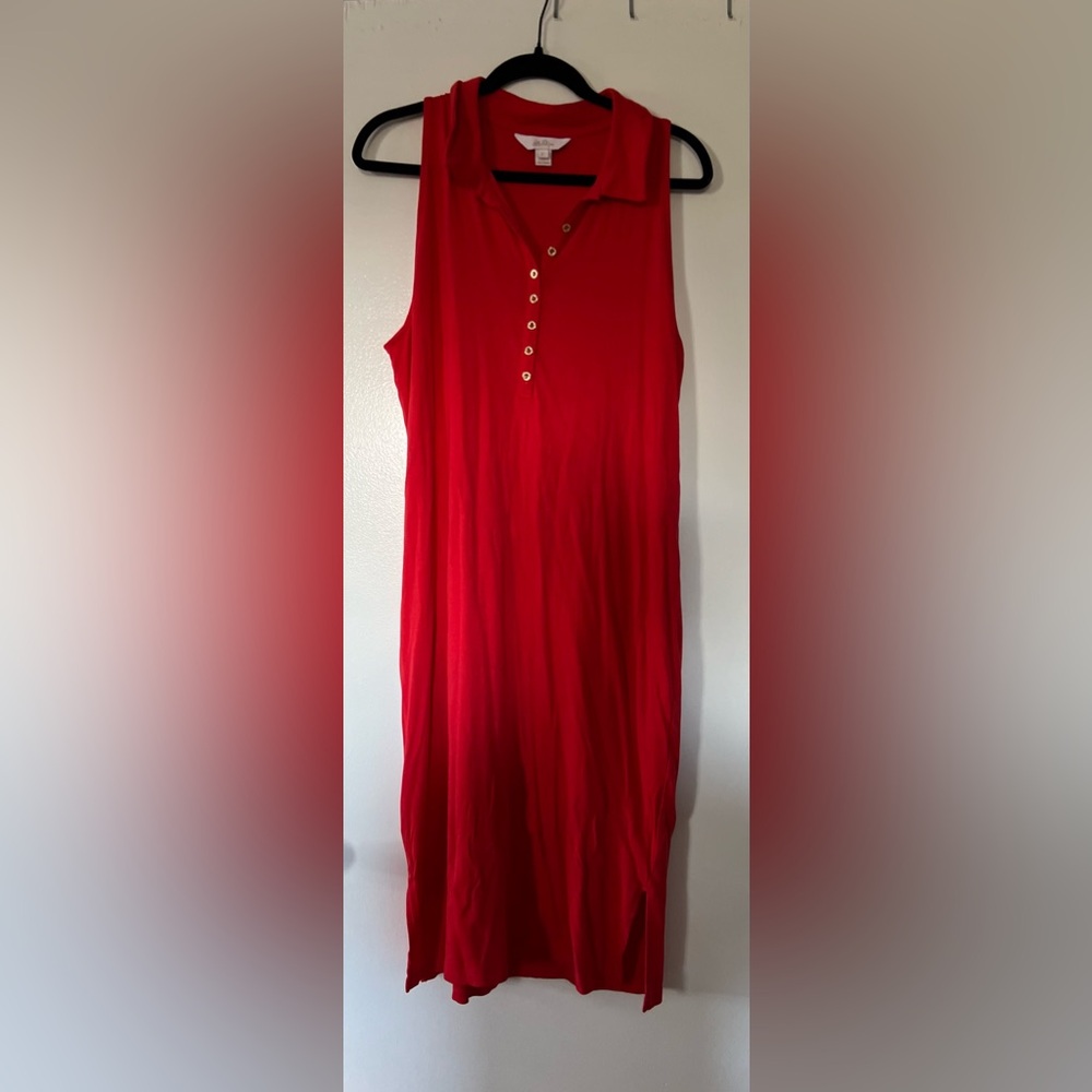 EUC Lilly Pulitzer Reema Polo Midi Dress - XL - Red